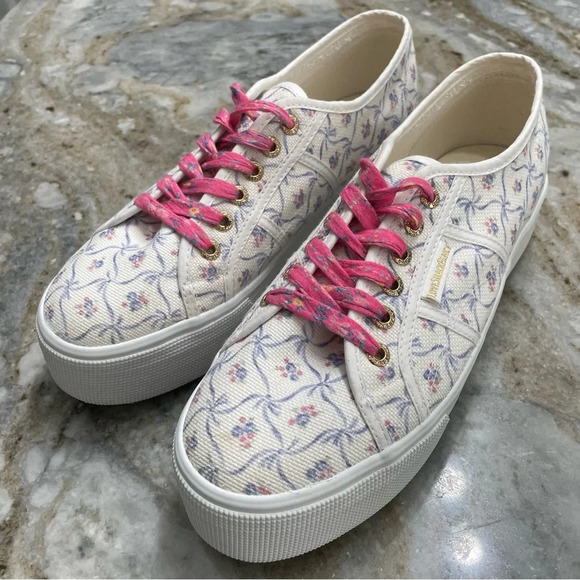 Superga X LoveShackFancy Floral Print Chunky Platform Sneakers - Picture 3 of 15